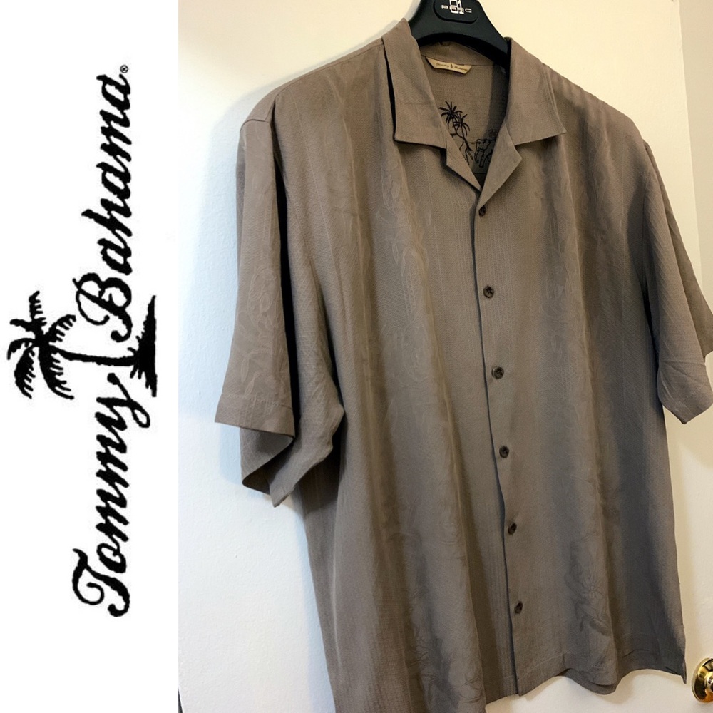 Tommy Bahama Silk Shirt - Gray - XL